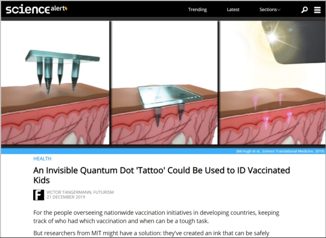 Luciferase quantum dot tattoos ID vaccine